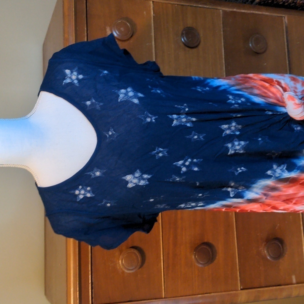 TIE DYE red white blue FASHION FORCE -swim coverup 4th Of July READY!❤️🤍💙 - Picture 3 of 13